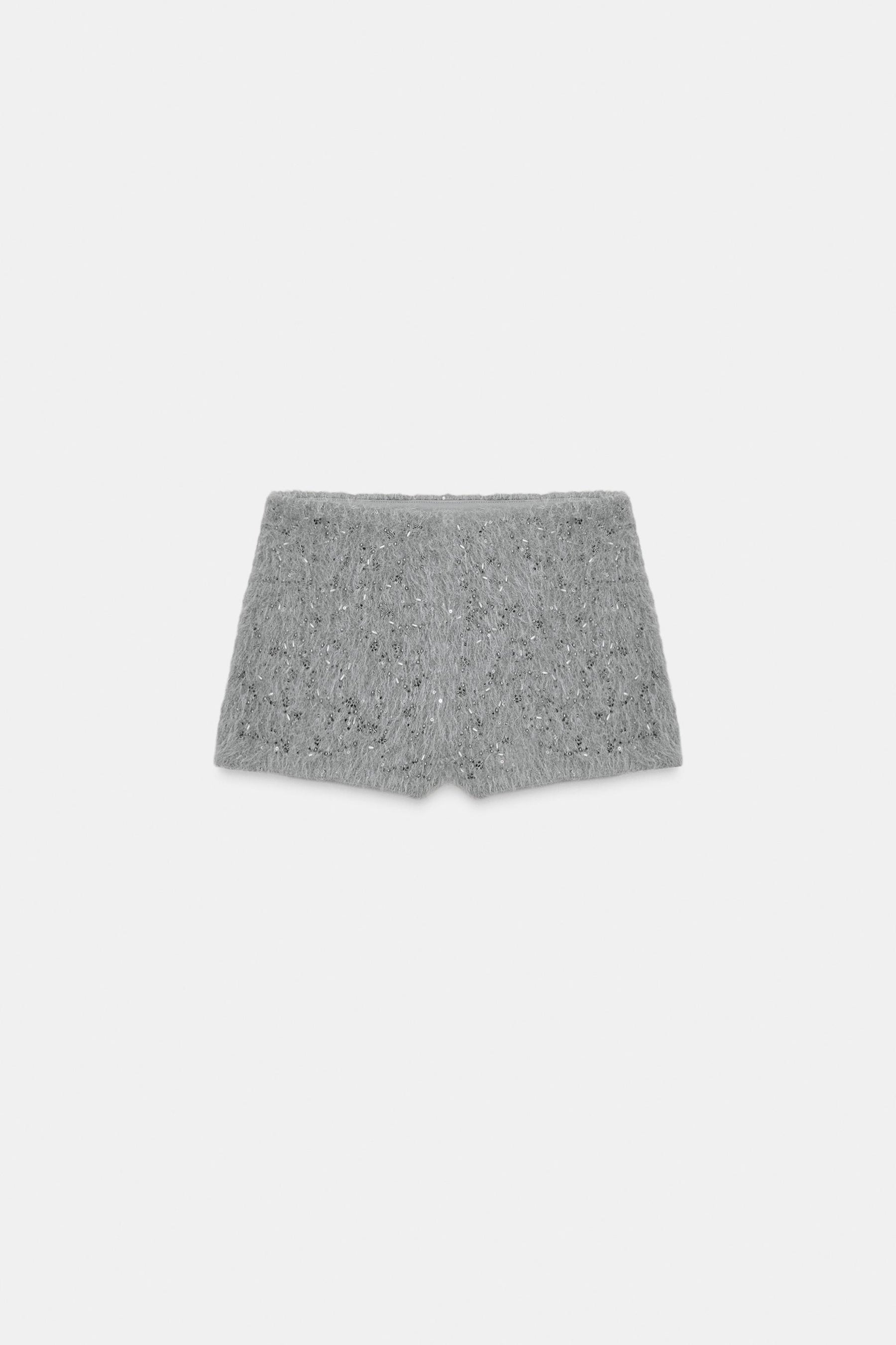 Faux fur beaded shorts