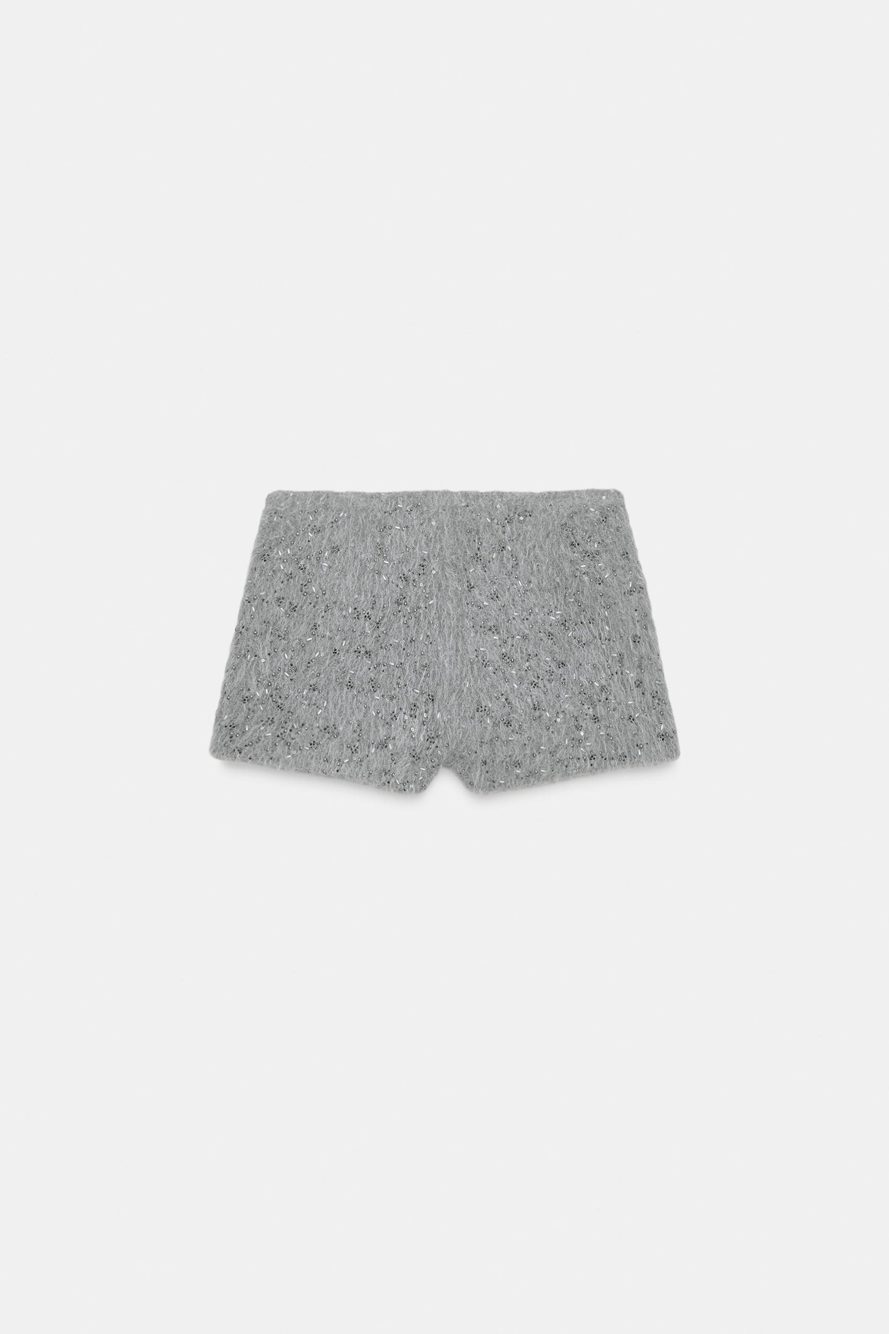 Faux fur beaded shorts