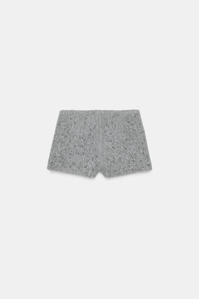 Faux fur beaded shorts