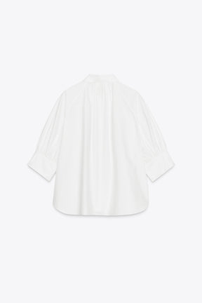 PLEATED PUFFED SLEEVE SHIRT
