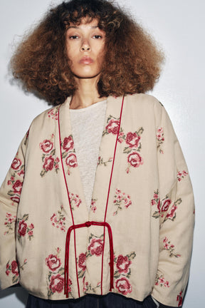 QUILTED JACKET WITH FLORAL EMBROIDERY - Image 2