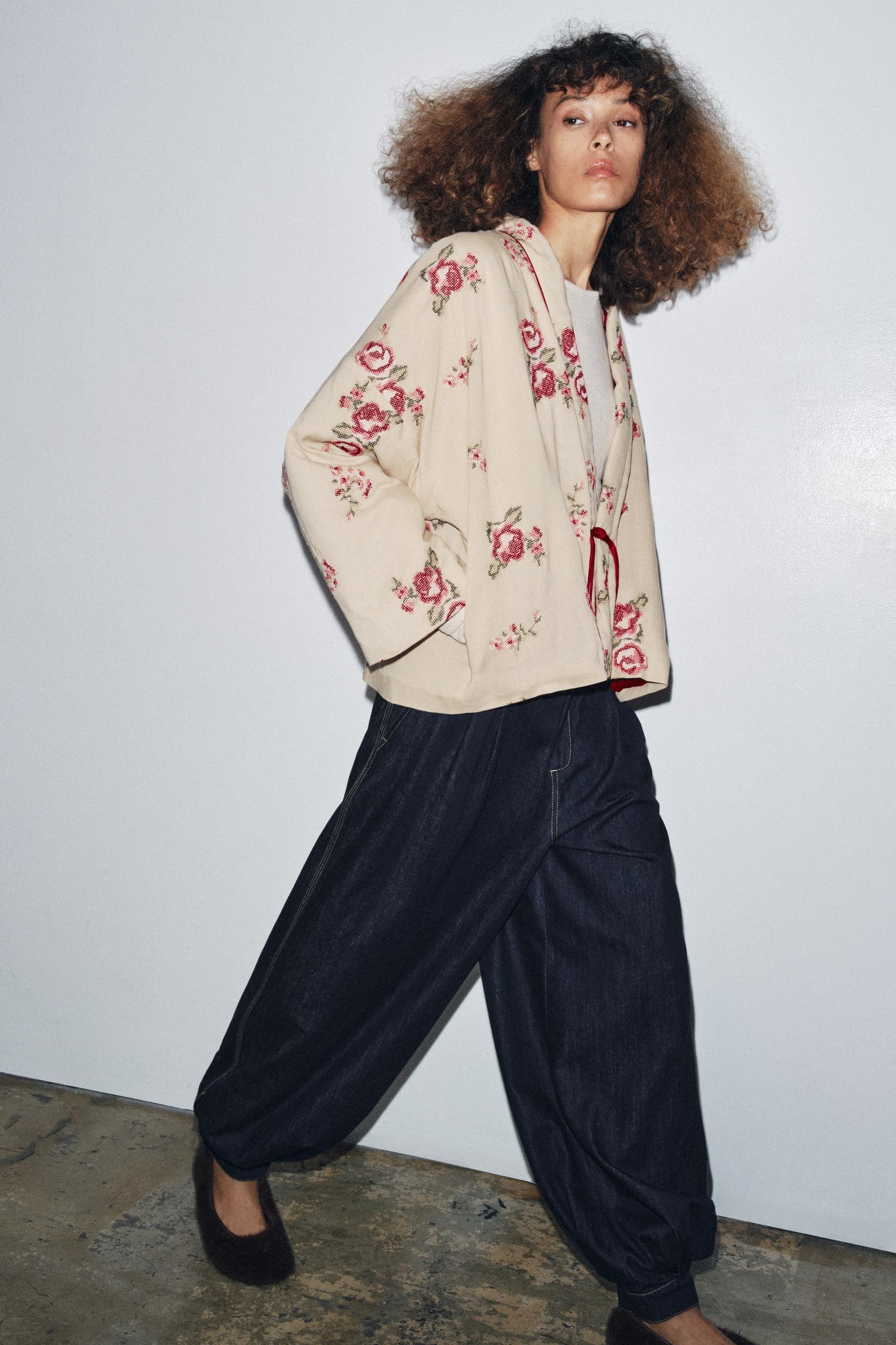 QUILTED JACKET WITH FLORAL EMBROIDERY - Image 1