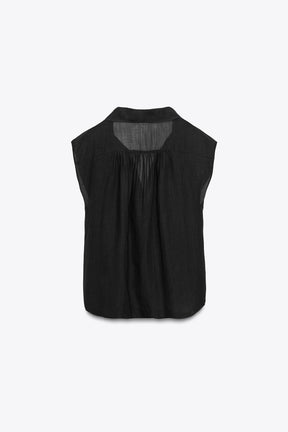 RAMIE BLEND PINTUCK SHIRT