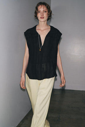 RAMIE BLEND PINTUCK SHIRT