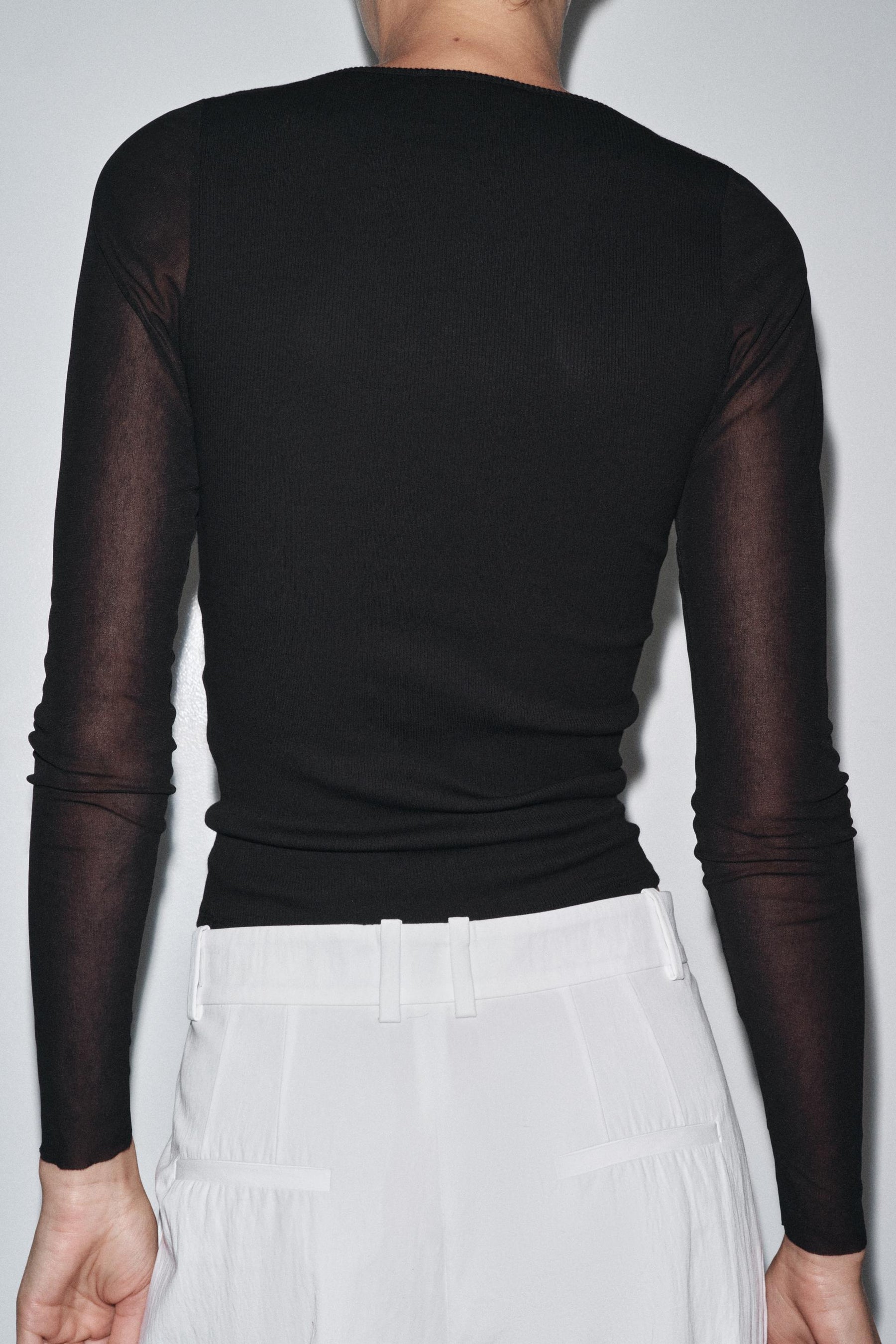 Semi-Sheer Combination T-Shirt