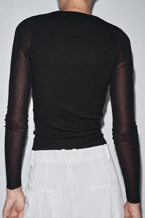 Semi-Sheer Combination T-Shirt