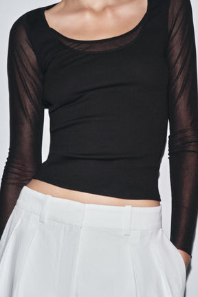 Semi-Sheer Combination T-Shirt