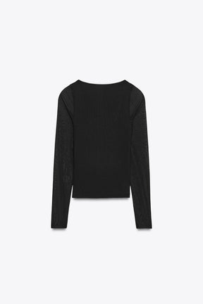 Semi-Sheer Combination T-Shirt