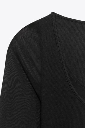 Semi-Sheer Combination T-Shirt