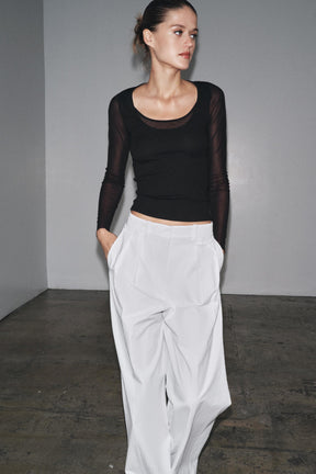 Semi-Sheer Combination T-Shirt