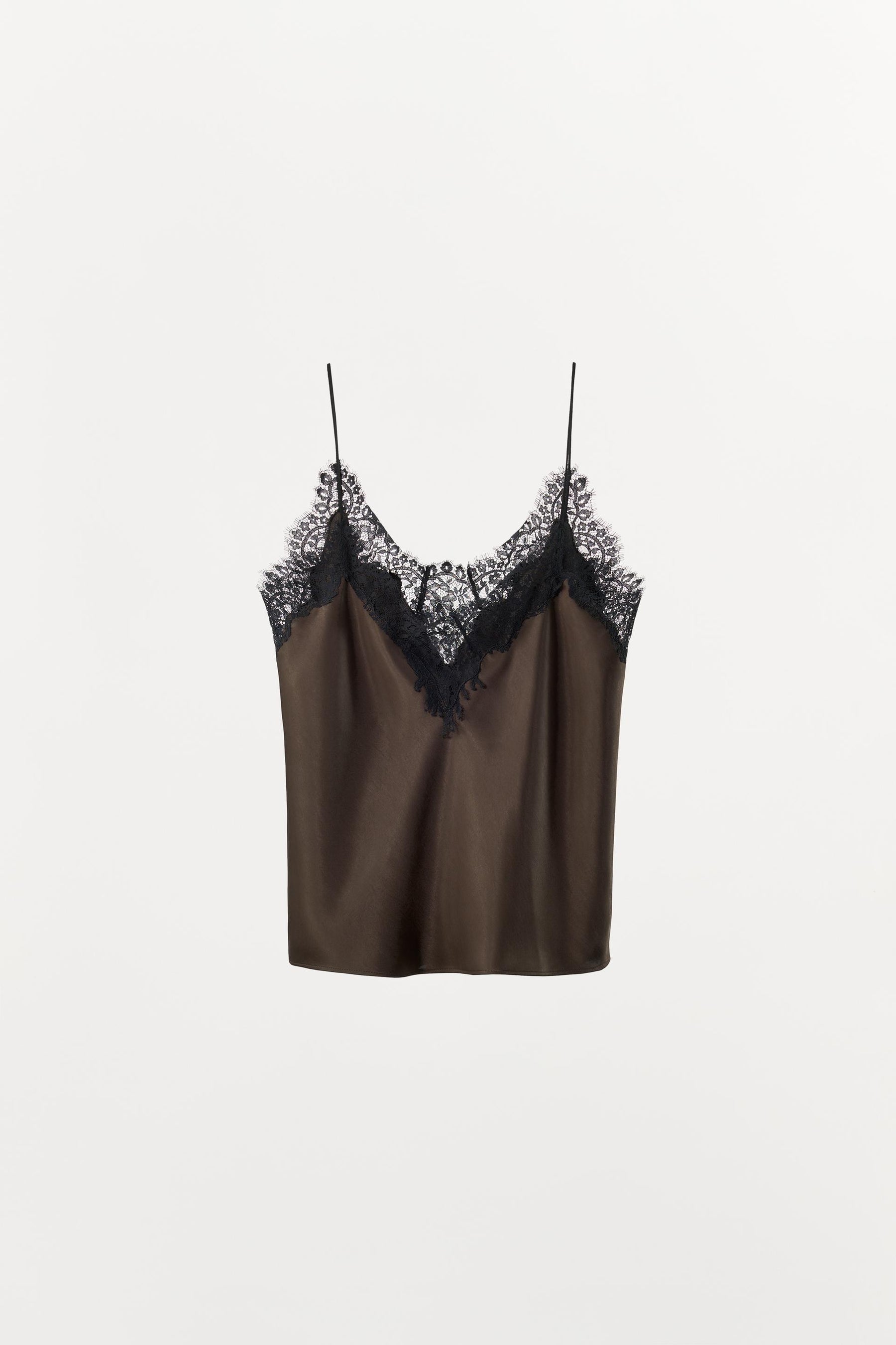 Satin Lace Contrast Top