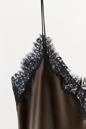 Satin Lace Contrast Top