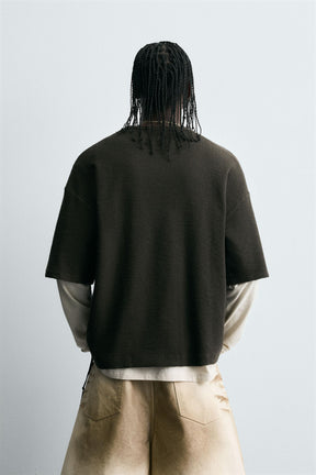 CONTRAST PRINT KNIT T-SHIRT - Image 3