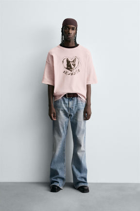 CONTRAST PRINT KNIT T-SHIRT - Image 1