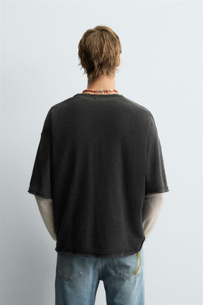 WASHED PRINTED KNIT T-SHIRT - Image 3