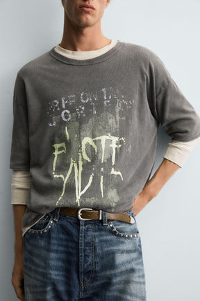 WASHED PRINTED KNIT T-SHIRT - Image 5