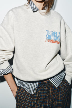 Contrast Slogan Sweatshirt