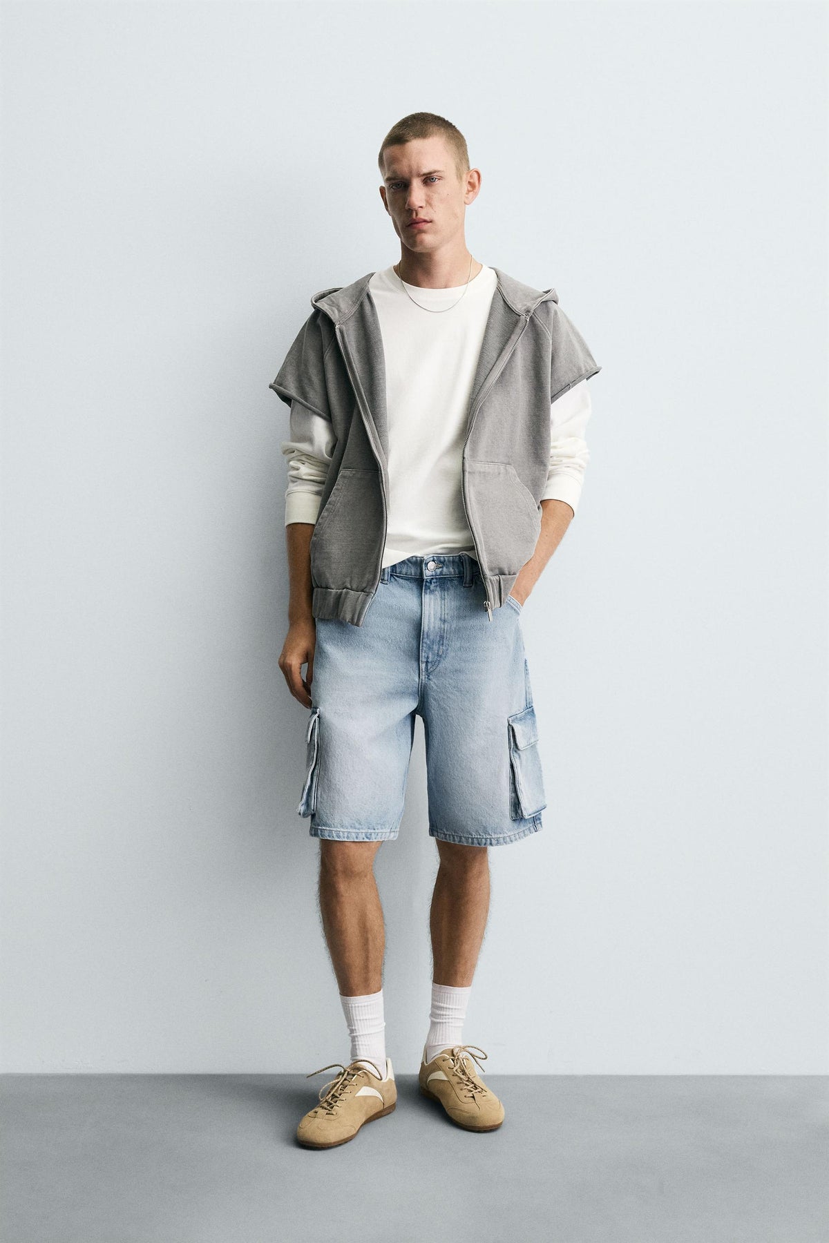 DENIM CARGO BERMUDA SHORTS - Image 1
