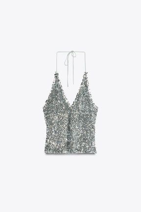Sequinned Halter Top