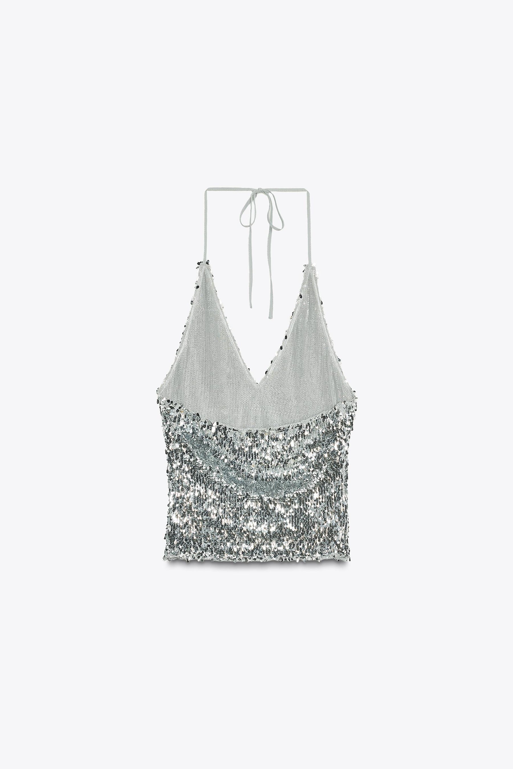 Sequinned Halter Blouse