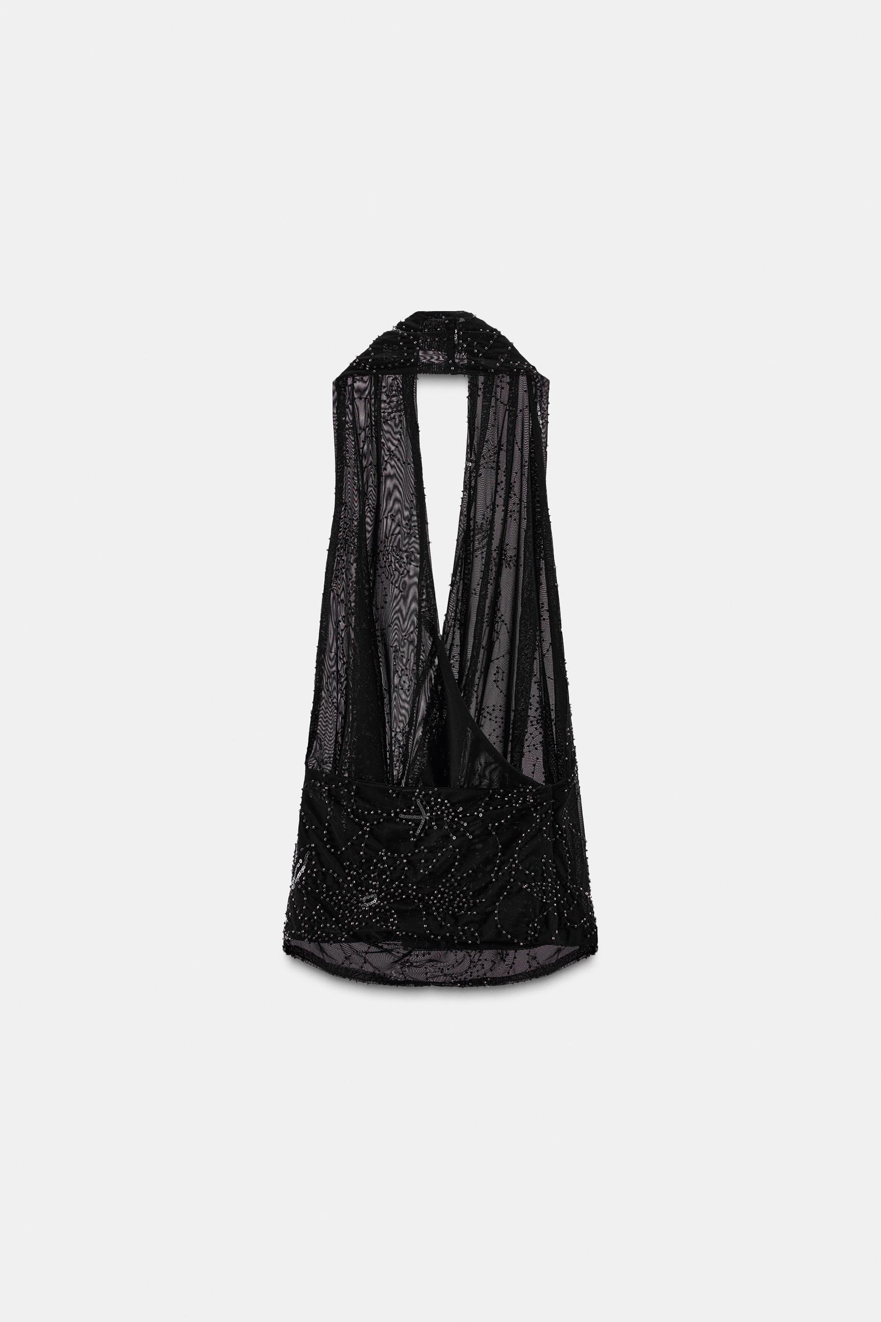 Beaded Embroidery Halter Top