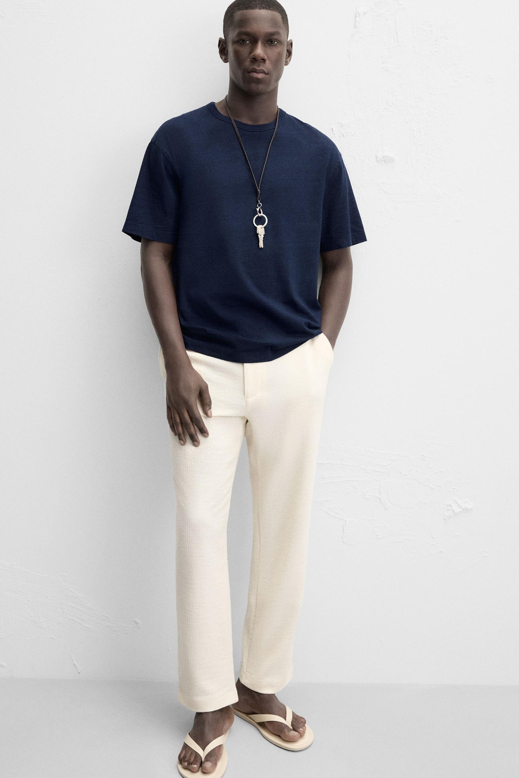 TEXTURED CHINO TROUSERS - Image 5