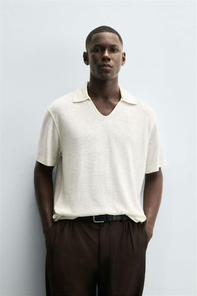HEMP/VISCOSE KNIT POLO SHIRT - Image 2