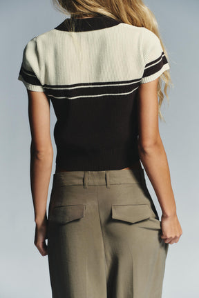 Rib Knit Polo Shirt