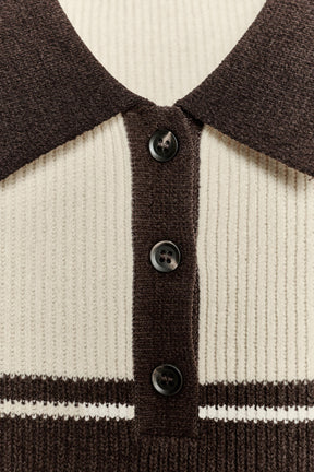 Rib Knit Polo Shirt