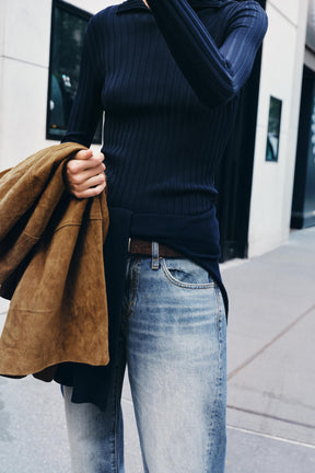 RIBBED KNIT POLO SHIRT