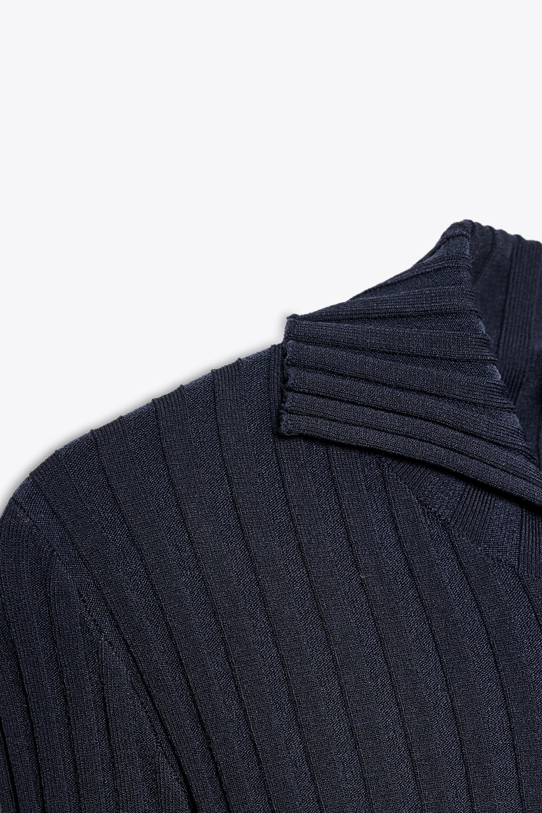 Ribbed Knit Polo Shirt