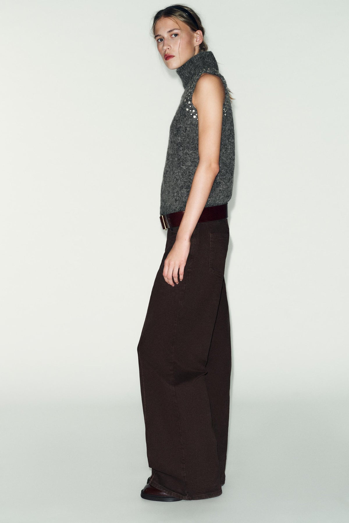 WOOL BLEND TOP WITH RHINESTONE BEADS - Image 2