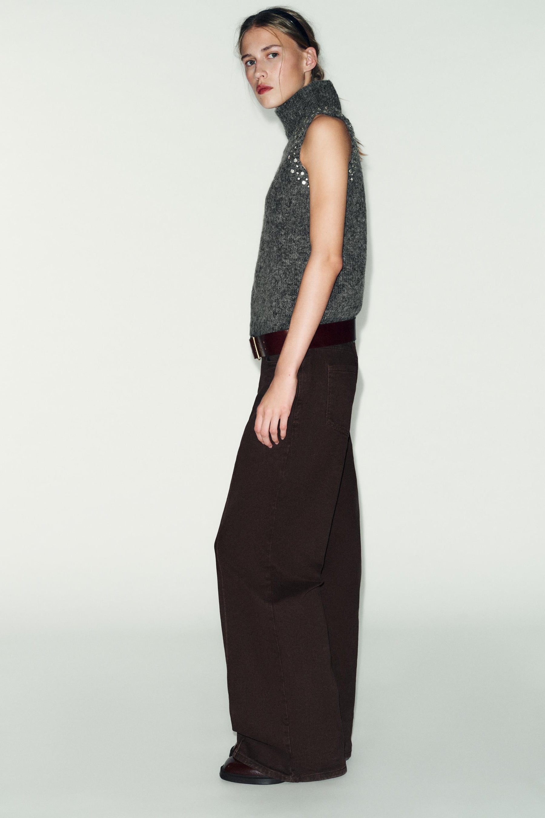 WOOL BLEND TOP WITH RHINESTONE BEADS - Image 2