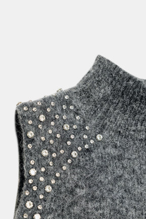WOOL BLEND TOP WITH RHINESTONE BEADS - Image 7
