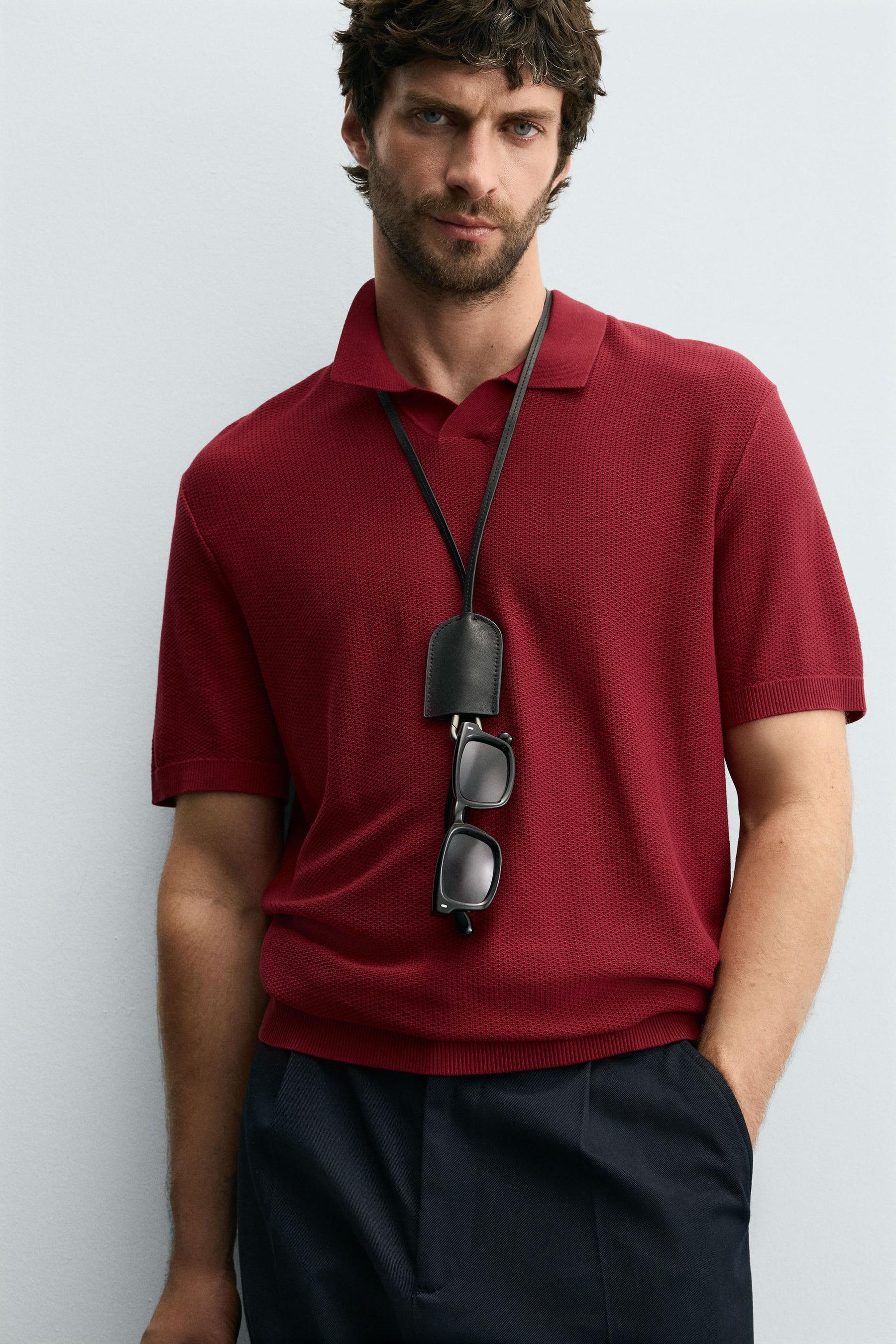 TEXTURED KNIT POLO SHIRT - Image 5