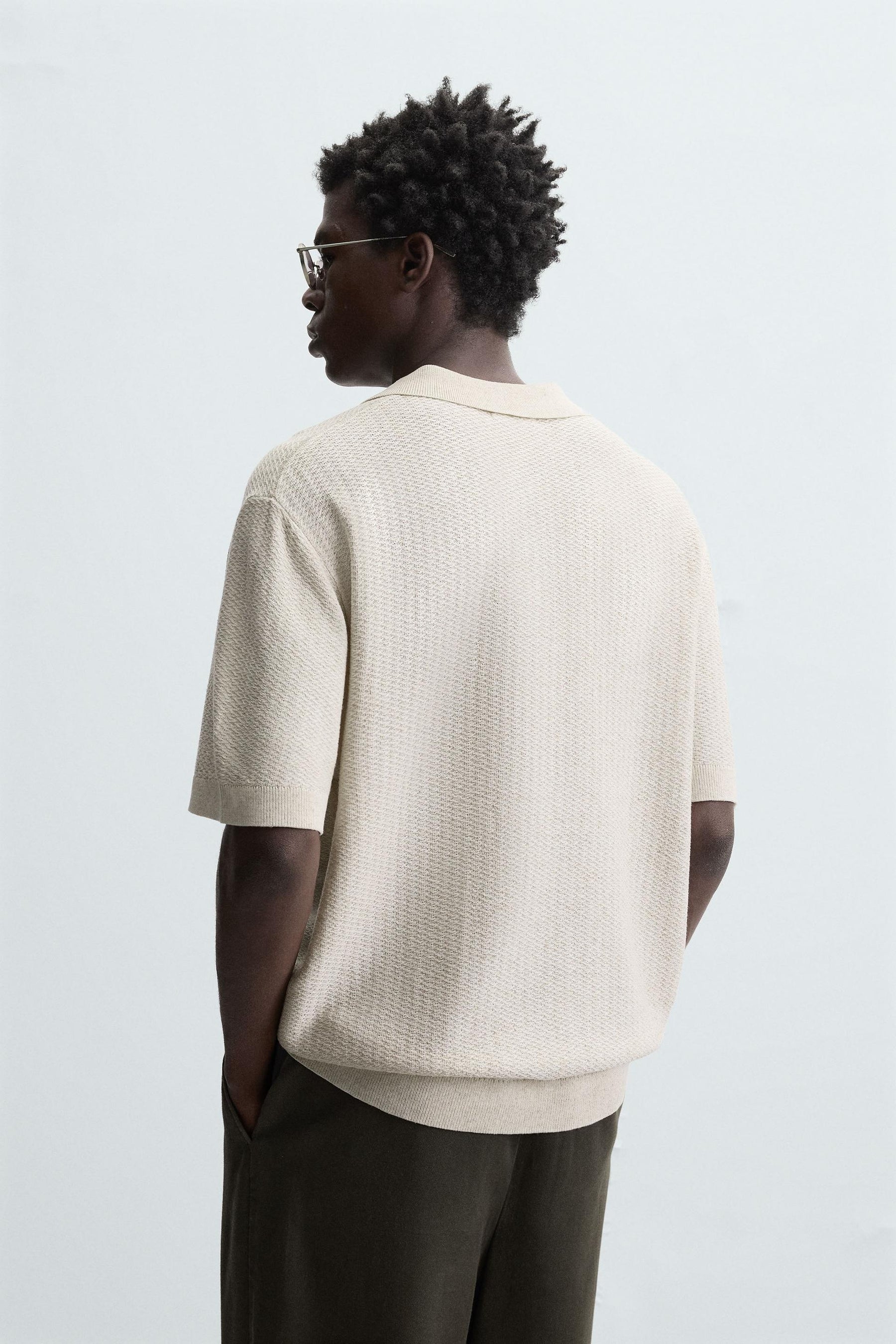 TEXTURED KNIT POLO SHIRT - Image 3