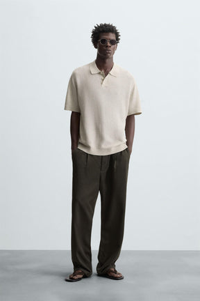 TEXTURED KNIT POLO SHIRT - Image 1