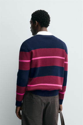 STRIPED KNITTED POLO SHIRT - Image 3