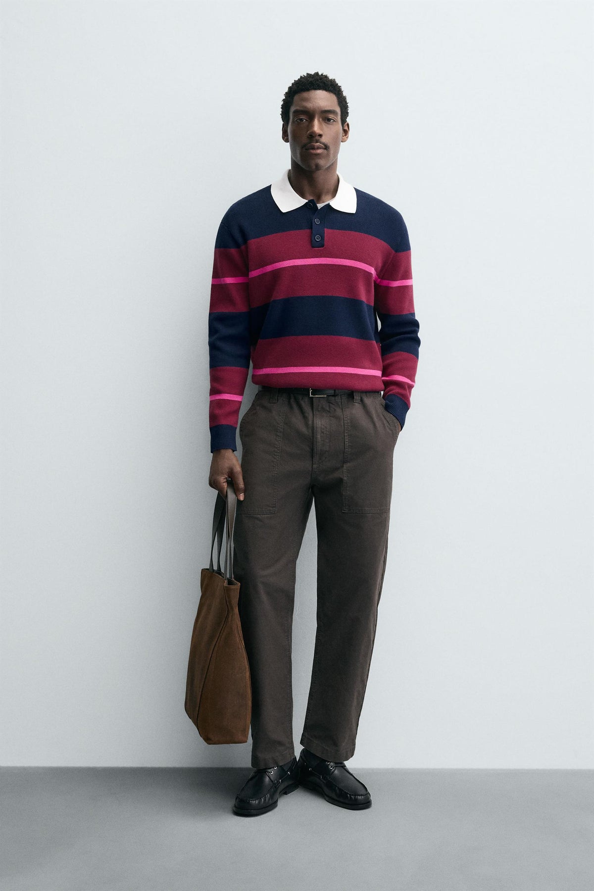 STRIPED KNITTED POLO SHIRT - Image 1