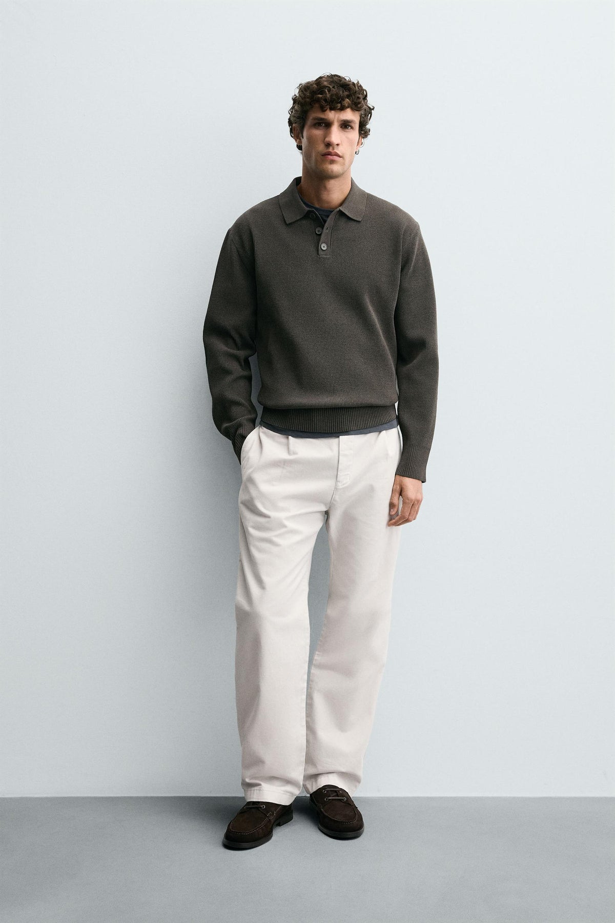 CHENILLE KNIT POLO SHIRT - Image 1