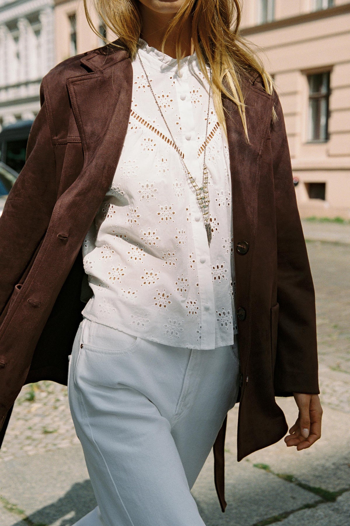 SUEDE EFFECT BELTED JACKET