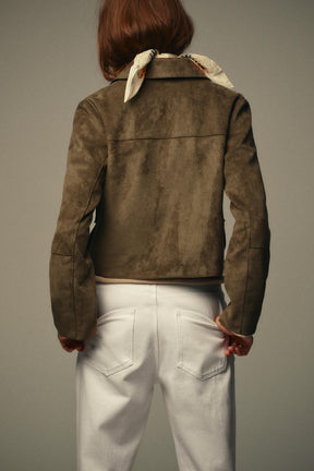 CROPPED FAUX SUEDE JACKET