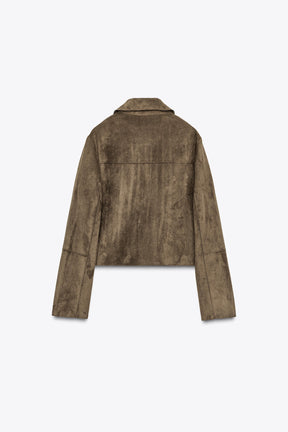 CROPPED FAUX SUEDE JACKET