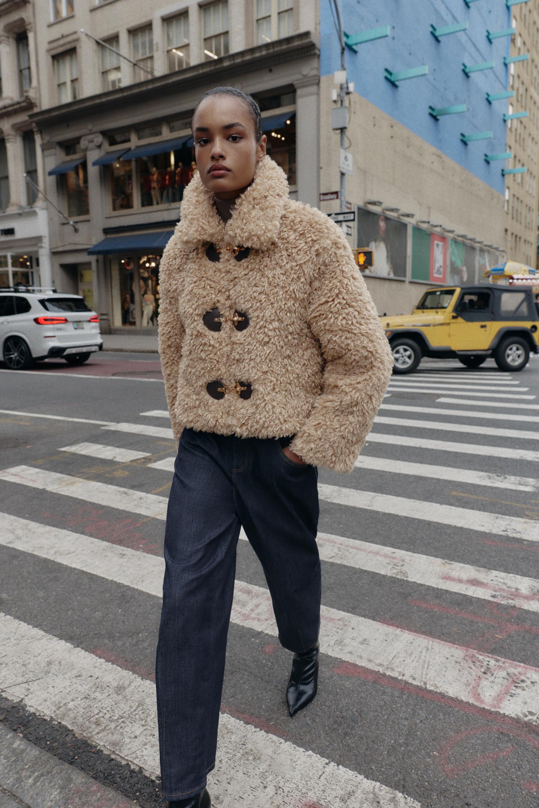 FAUX FUR JACKET WITH FIREMAN CLASP - Image 1