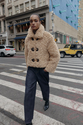 FAUX FUR JACKET WITH FIREMAN CLASP - Image 1