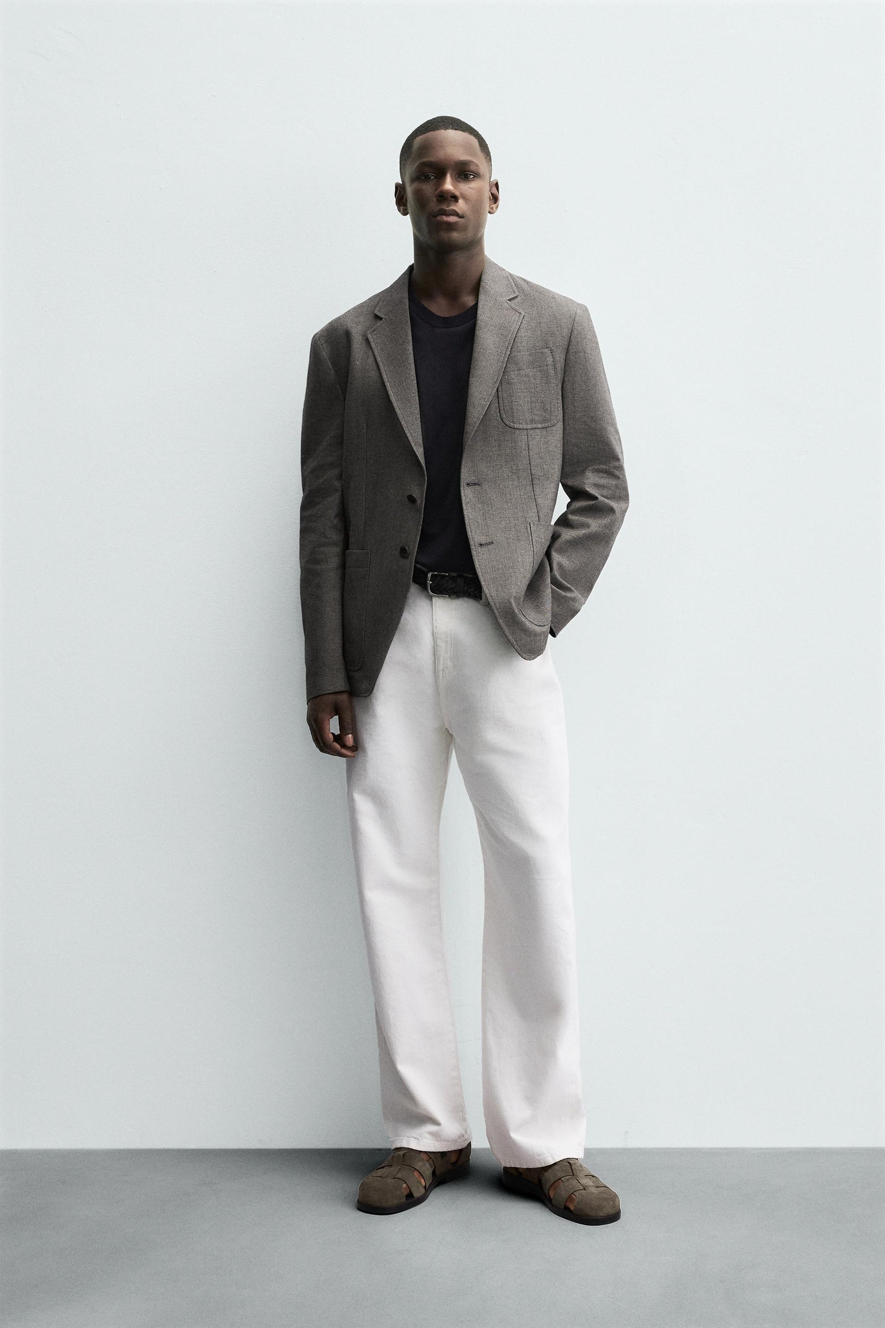 HERRINGBONE TEXTURED BLAZER - Image 1