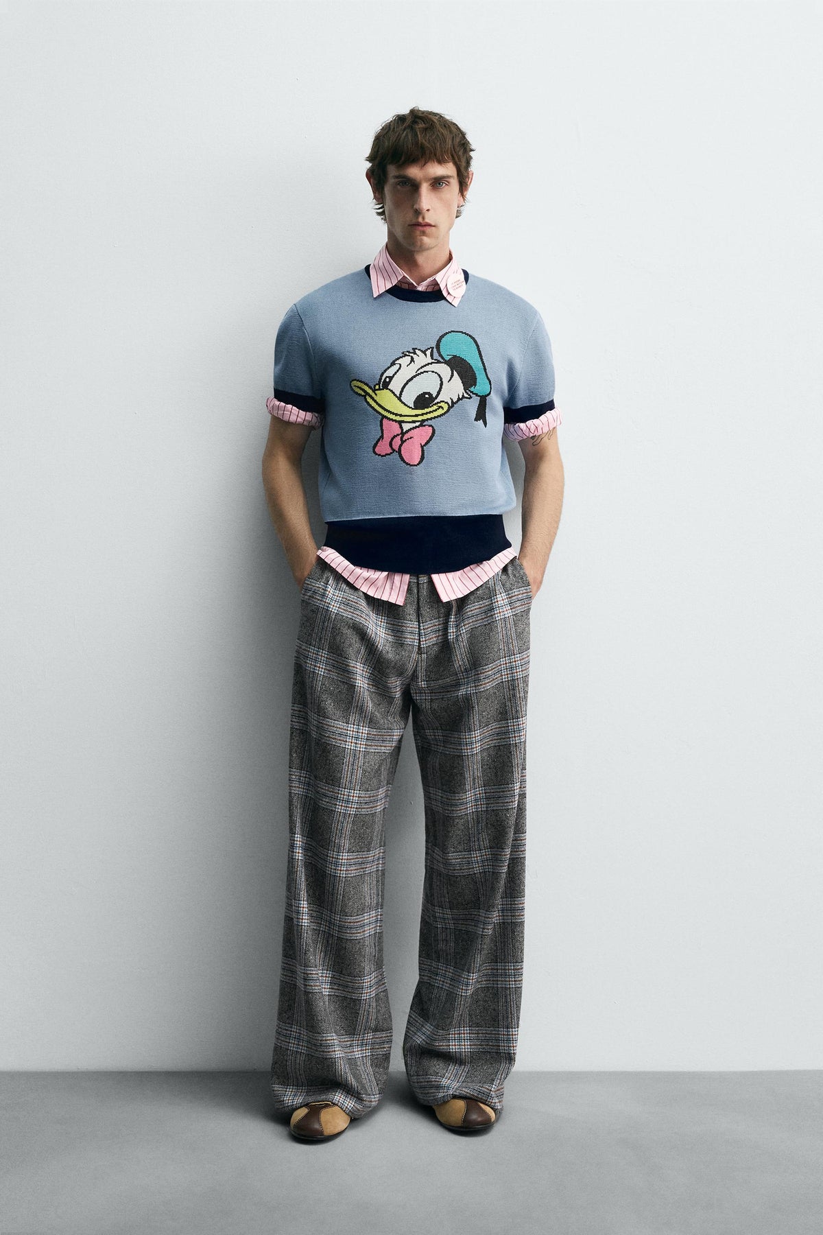 WIDE-LEG CHECK TROUSERS HARRY LAMBERT FOR X DISNEY - Image 1