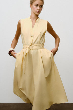 POPLIN MIDI DRESS WITH BELT - Image 3