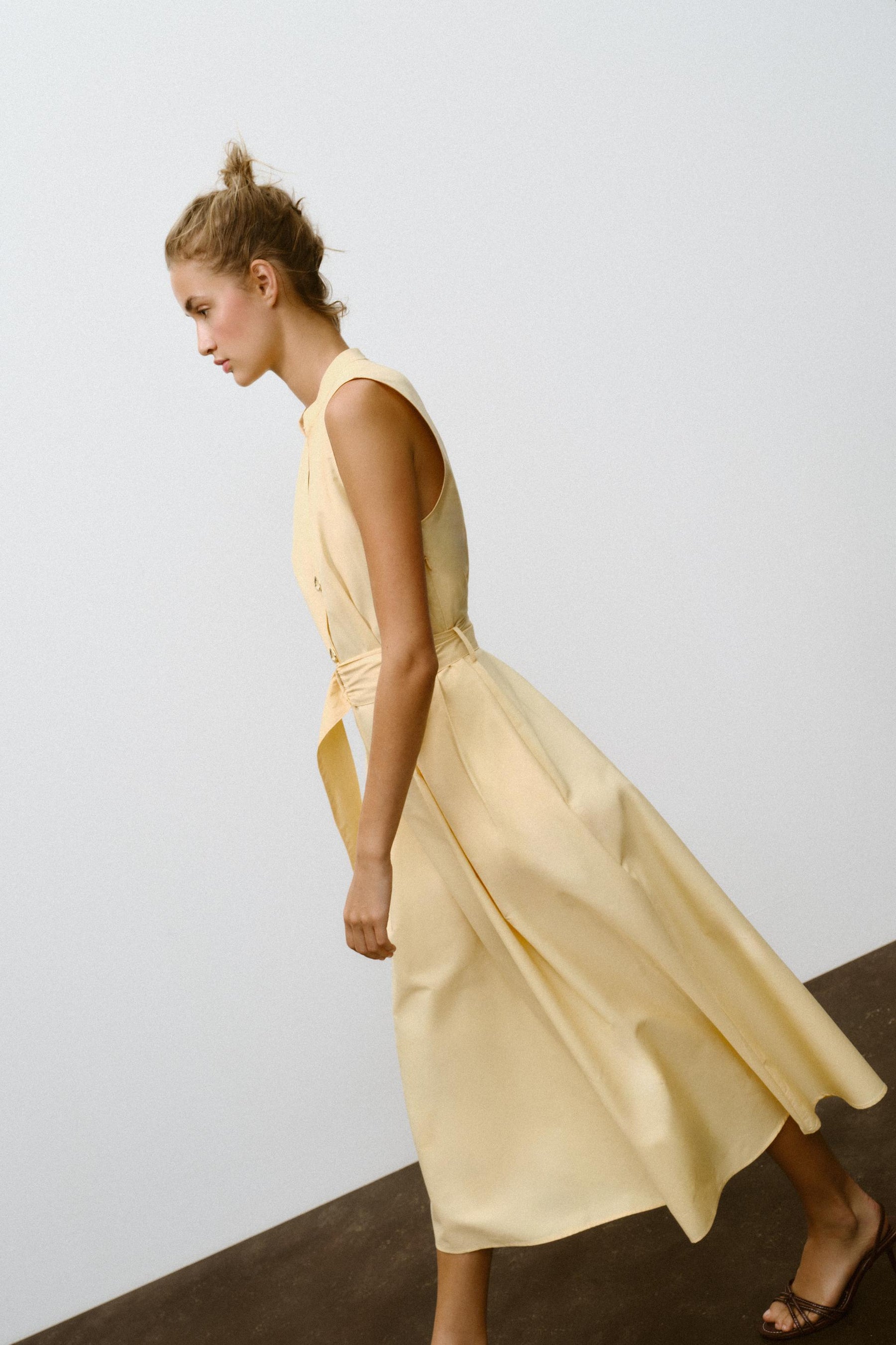 POPLIN MIDI DRESS WITH BELT - Image 5