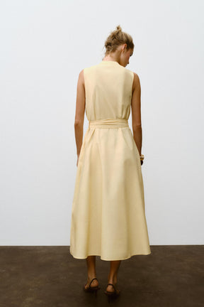 POPLIN MIDI DRESS WITH BELT - Image 6